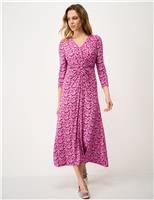 Jersey Floral V-Neck Midi Skater Dress