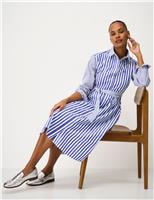 Pure Cotton Striped Long Sleeve Shirt Dress