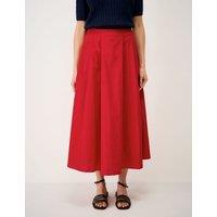 Crew Clothing Pure Cotton Printed Midi A-Line Skirt Cherry Red