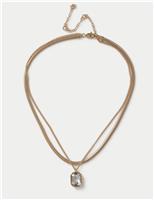 Multirow Glass Pendant Drop Necklace