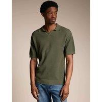 Boss Pure Cotton Knitted Polo Shirt Khaki