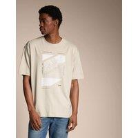 Boss Cotton Blend Graphic T-Shirt Beige