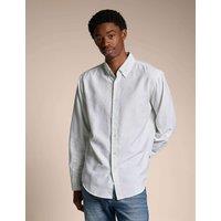 Boss Regular Fit Cotton Blend Striped Shirt Light Green