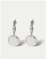 Brushed Drop Hoop Earrings