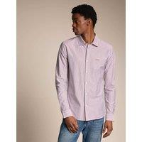 Boss Slim Fit Pure Cotton Striped Shirt Red Mix