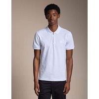 Boss Slim Fit Cotton Rich Zip Polo Shirt White