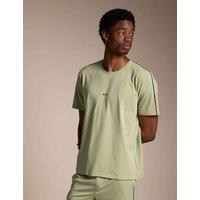 Boss Cotton Rich Signature Stripe Trim T-Shirt Light Green