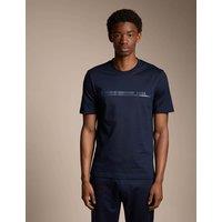 Boss Pure Cotton Logo Crew Neck T-Shirt Navy