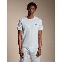Boss Cotton Rich Waffle Crew Neck T-Shirt Light Blue