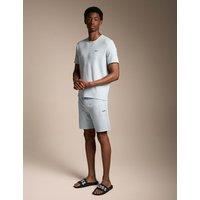 Boss Cotton Rich Waffle Loungewear Shorts Light Blue