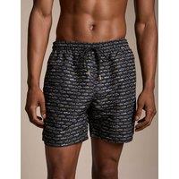 Boss Danio Fish Print Pocketed Swim Shorts Black