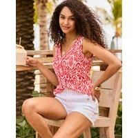 SOSANDAR Paisley Crinkle V-Neck Vest Top Pink Mix