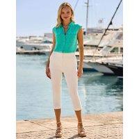 SOSANDAR Cotton Rich Slim Cropped Trousers White