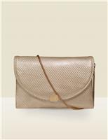 SOSANDAR Metallic Textured Chain Strap Clutch Bag Gold