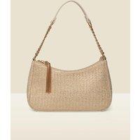 SOSANDAR Raffia Shoulder Bag Gold Mix