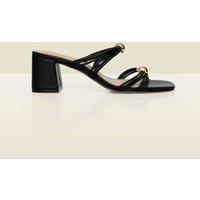 SOSANDAR Block Heel Square Toe Mules Black