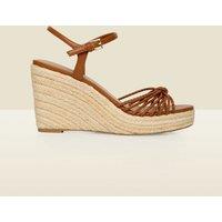 SOSANDAR Plaited Strap Wedge Espadrilles Tan
