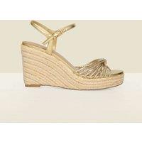 SOSANDAR Metallic Plaited Strap Wedge Espadrilles Gold