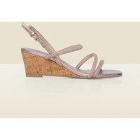 SOSANDAR Metallic Ankle Strap Wedge Espadrilles Gold