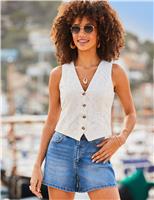 Pure Cotton Broderie V-Neck Waistcoat