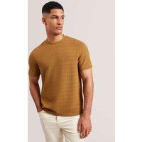Ted Baker Textured Crew Neck T-Shirt Brown