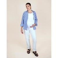 JoJo Maman Bb Maternity Pure Cotton Striped Button Through Shirt Blue Mix