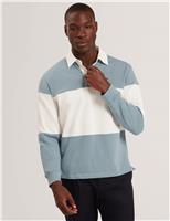 Ted Baker Pure Cotton Striped Rugby Shirt Teal