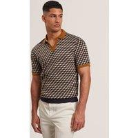 Ted Baker Geometric Jacquard Polo Shirt Brown Mix