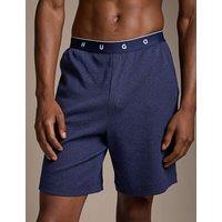 Hugo Cotton Rich Jersey Logo Lounge Shorts Navy