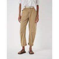 HUSH Cordi Cotton Rich Barrel Leg Trousers Light Brown