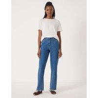 HUSH Mid Rise Straight Leg Jeans Mid Blue