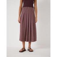 HUSH Striped Midi A-Line Skirt Burgundy Mix