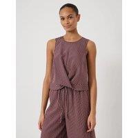 HUSH Striped Knot Front Crop Top Burgundy Mix