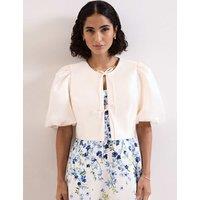 Phase Eight Collarless Cropped Jacket Cream