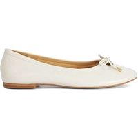 Dune London Leather Flat Ballet Pumps Ecru