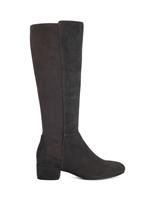 Dune London Suede Block Heel Knee High Boots Dark Grey
