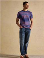 Joules Pure Cotton Striped Crew Neck T-Shirt Navy Mix
