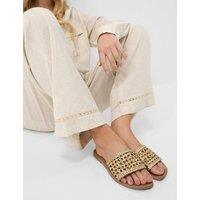 ACCESSORIZE Woven Flat Sliders Gold
