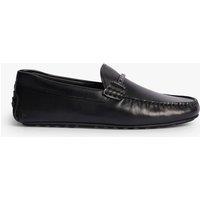 Boss Leather Slip On Moccasins Black