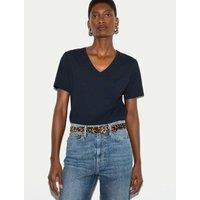 Jigsaw Pure Cotton V-Neck T-Shirt Navy