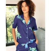 Cyberjammies Cotton Modal Turtle Revere Pyjama Top Navy Mix