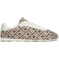 TOMMY HILFIGER Bella Lace Up Monogram Jacquard Trainers Brown Mix