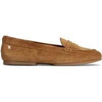 TOMMY HILFIGER Suede Slip On Flat Loafers Tan