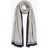 Tommy Hilfiger TH Monogram Cotton Modal Printed Scarf Grey Mix