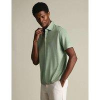 Charles Tyrwhitt Pure Linen Polo Shirt Light Green
