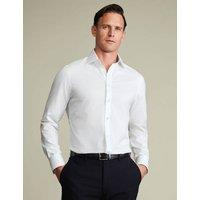 Charles Tyrwhitt Slim Fit Pure Cotton Textured Luxury Shirt White