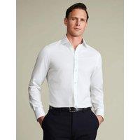 Charles Tyrwhitt Slim Fit Pure Cotton Textured Luxury Shirt White
