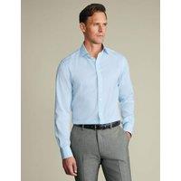 Charles Tyrwhitt Slim Fit Pure Cotton Textured Luxury Shirt Light Blue