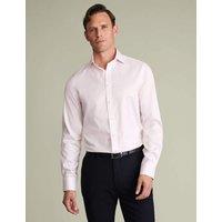 Charles Tyrwhitt Slim Fit Pure Cotton Textured Luxury Shirt Light Pink