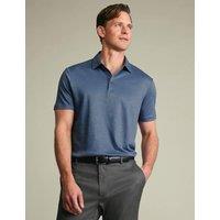 Charles Tyrwhitt Pure Linen Polo Shirt Blue Denim